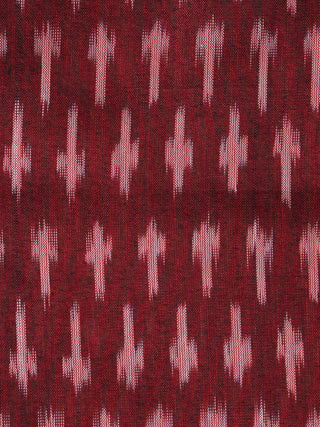 Maroon Ivory Hand  Weaved Ikat Mercerised  Fabric Per Meter - F002F1407