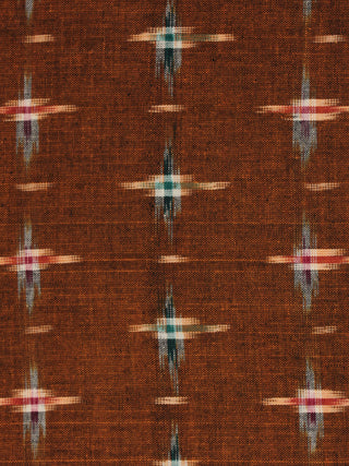 Mustard Green Red Ivory Pochampally Hand Weaved Double Ikat Fabric Per Meter - F002F799