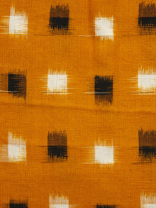 Mustard Black Ivory Pochampally Hand Woven Double Ikat Fabric Per Meter - F002F1054