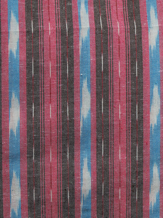 Magenta Blue Black Ivory Pochampally Hand Woven Ikat Fabric Per Meter - F002F926