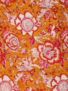 Orange Red White Block Printed Cotton Fabric Per Meter - F001F2245