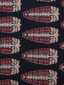Deep Indigo Maroon Ivory Pink Ajrakh Printed Cotton Fabric Per Meter - F003F867