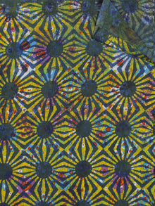 Yellow Green Multi Color Hand Block Printed Cotton Fabric Per Meter - F001F773