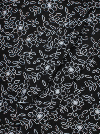 Black White Hand Block Printed Cotton Fabric Per Meter - F001F2287