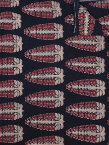 Deep Indigo Maroon Ivory Pink Ajrakh Printed Cotton Fabric Per Meter - F003F867