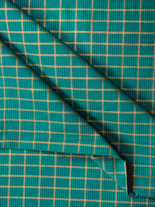 Green Golden Hand Block Printed Cotton Fabric Per Meter - F001F1996
