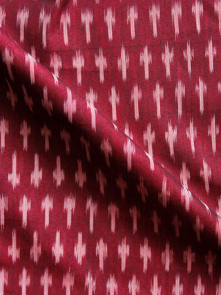 Maroon Ivory Hand  Weaved Ikat Mercerised  Fabric Per Meter - F002F1407