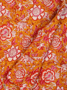 Orange Red White Block Printed Cotton Fabric Per Meter - F001F2245