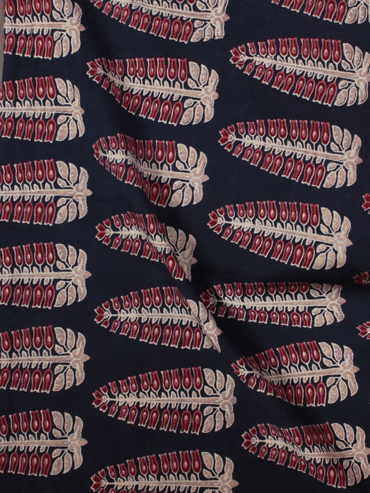 Deep Indigo Maroon Ivory Pink Ajrakh Printed Cotton Fabric Per Meter - F003F867