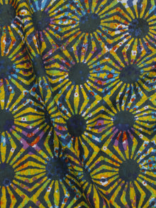 Yellow Green Multi Color Hand Block Printed Cotton Fabric Per Meter - F001F773