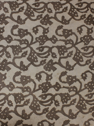 Beige Hand Block Printed Cotton  Cambric Fabric Per Meter - F0916053