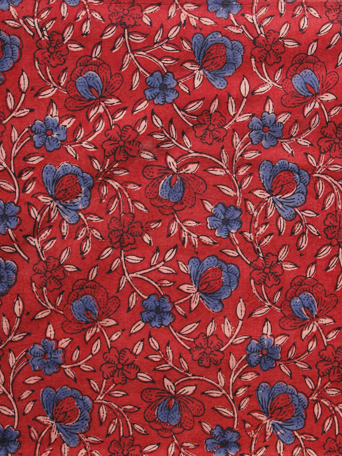 Red Maroon Blue Beige Ajrakh Hand Block Printed Cotton Blouse Fabric - BPA083