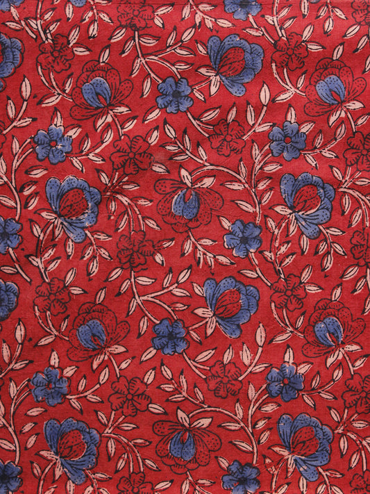 Red Maroon Blue Beige Ajrakh Hand Block Printed Cotton Blouse Fabric - BPA083