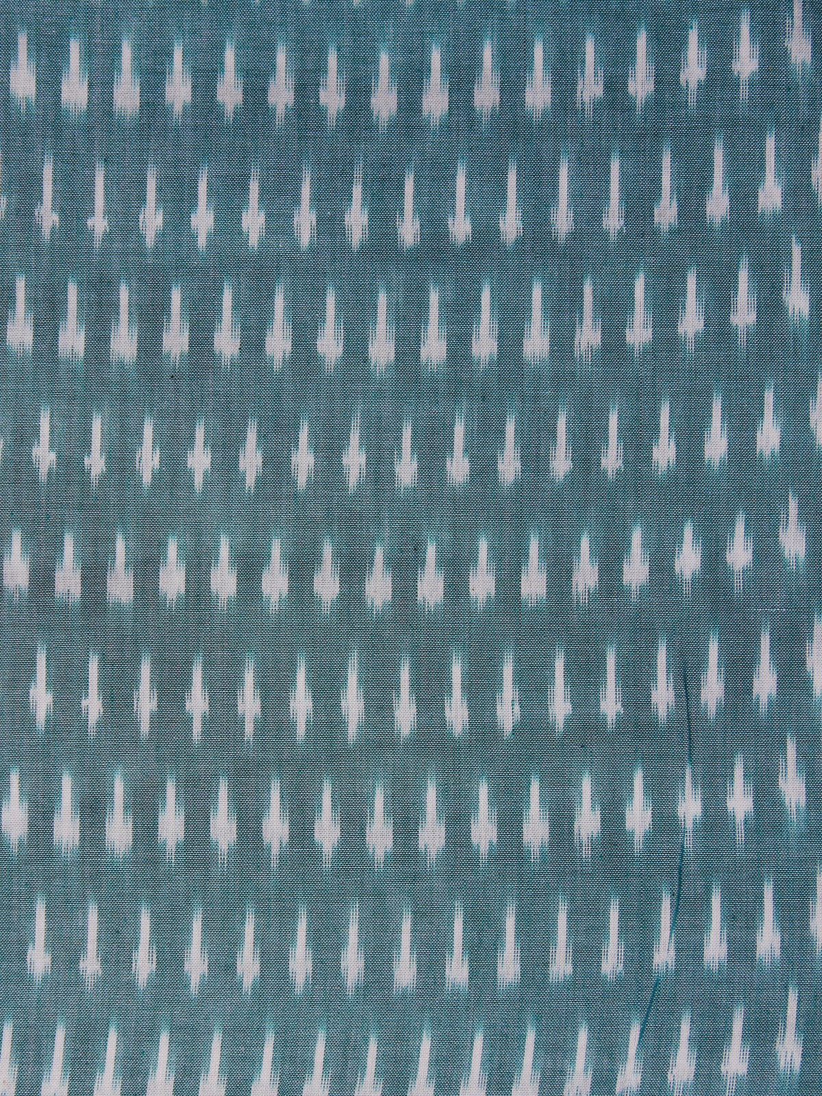 Teal Blue Pochampally Hand Weaved Ikat Mercerised Fabric Per Meter - F003F1269