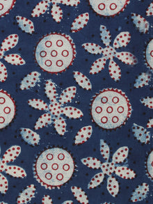 Indigo Ivory Red Ajrakh Hand Block Printed Cotton Fabric Per Meter - F003F2111