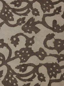 Beige Hand Block Printed Cotton  Cambric Fabric Per Meter - F0916053