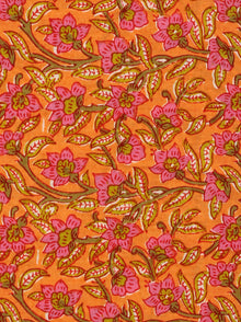 Light Orange Pink Hand Block Printed Cotton Fabric Per Meter - F001F2050