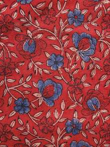 Red Maroon Blue Beige Ajrakh Hand Block Printed Cotton Blouse Fabric - BPA083