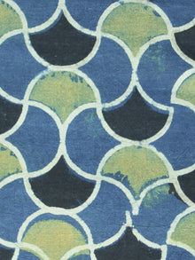 Indigo Olive green Black  Ajrakh Printed Cotton Fabric Per Meter - F003F1215