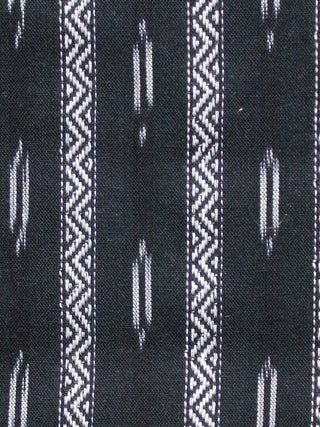 Black White Hand Woven Ikat Handloom Cotton Fabric Per Meter - F002F1461