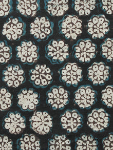 Black Brown Ivory Turquoise Hand Block Printed Cotton Fabric Per Meter - F001F1390