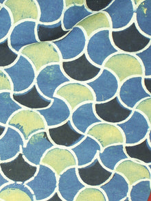 Indigo Olive green Black  Ajrakh Printed Cotton Fabric Per Meter - F003F1215