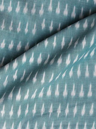 Teal Blue Pochampally Hand Weaved Ikat Mercerised Fabric Per Meter - F003F1269