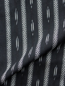Black White Hand Woven Ikat Handloom Cotton Fabric Per Meter - F002F1461