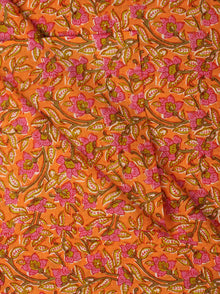 Light Orange Pink Hand Block Printed Cotton Fabric Per Meter - F001F2050