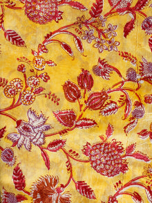 Yellow Red Ivory  Hand Block Printed Chanderi Fabric Per Meter - F001F1914