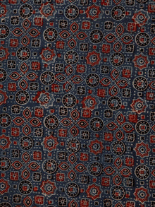 Indigo Maroon Black Beige Ajrakh Hand Block Printed Cotton Fabric Per Meter - F003F1794