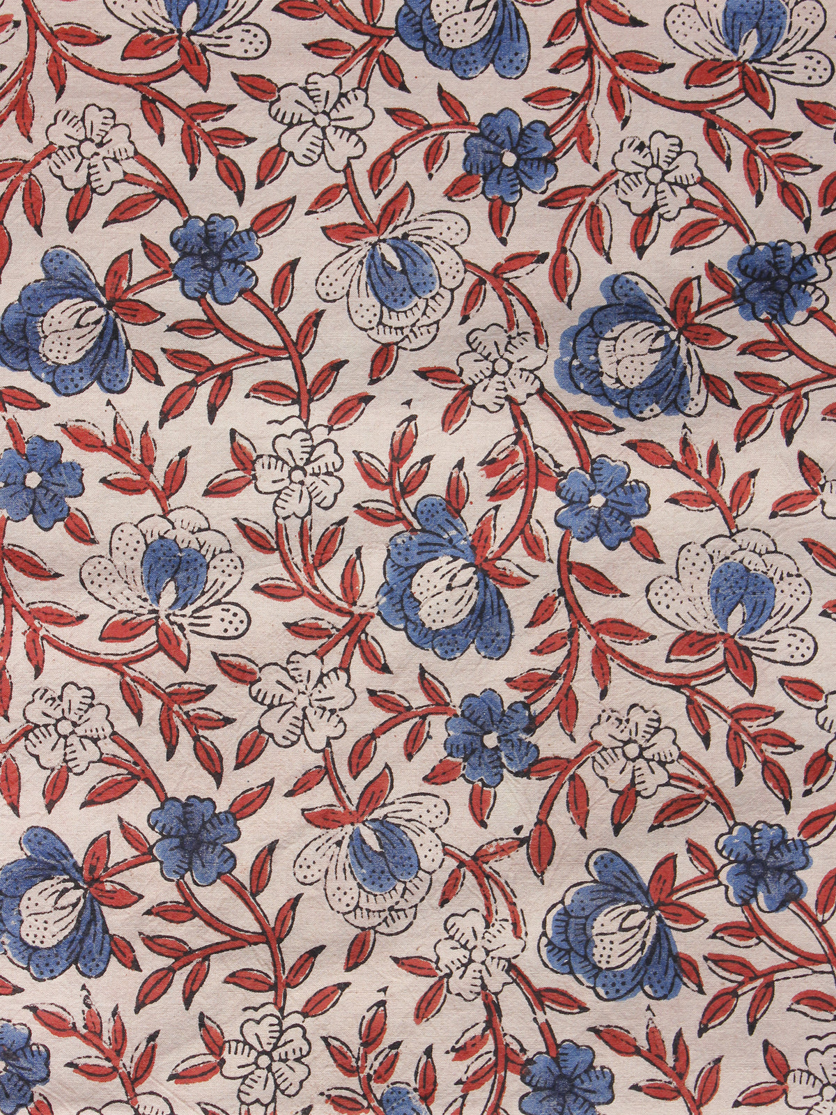 Biege Rust Blue Black Ajrakh Hand Block Printed Cotton Blouse Fabric - BPA084