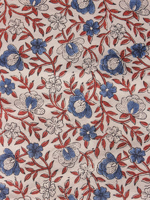 Biege Rust Blue Black Ajrakh Hand Block Printed Cotton Blouse Fabric - BPA084