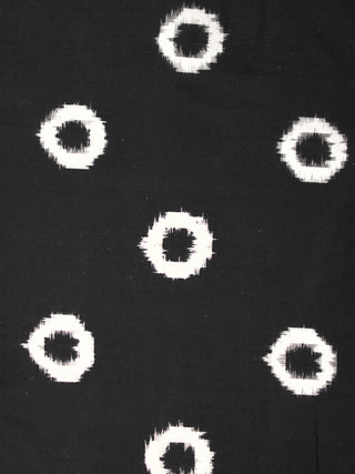 Black Ivory Pochampally Hand Weaved Double Ikat Circular Pattern Fabric Per Meter - F002F850