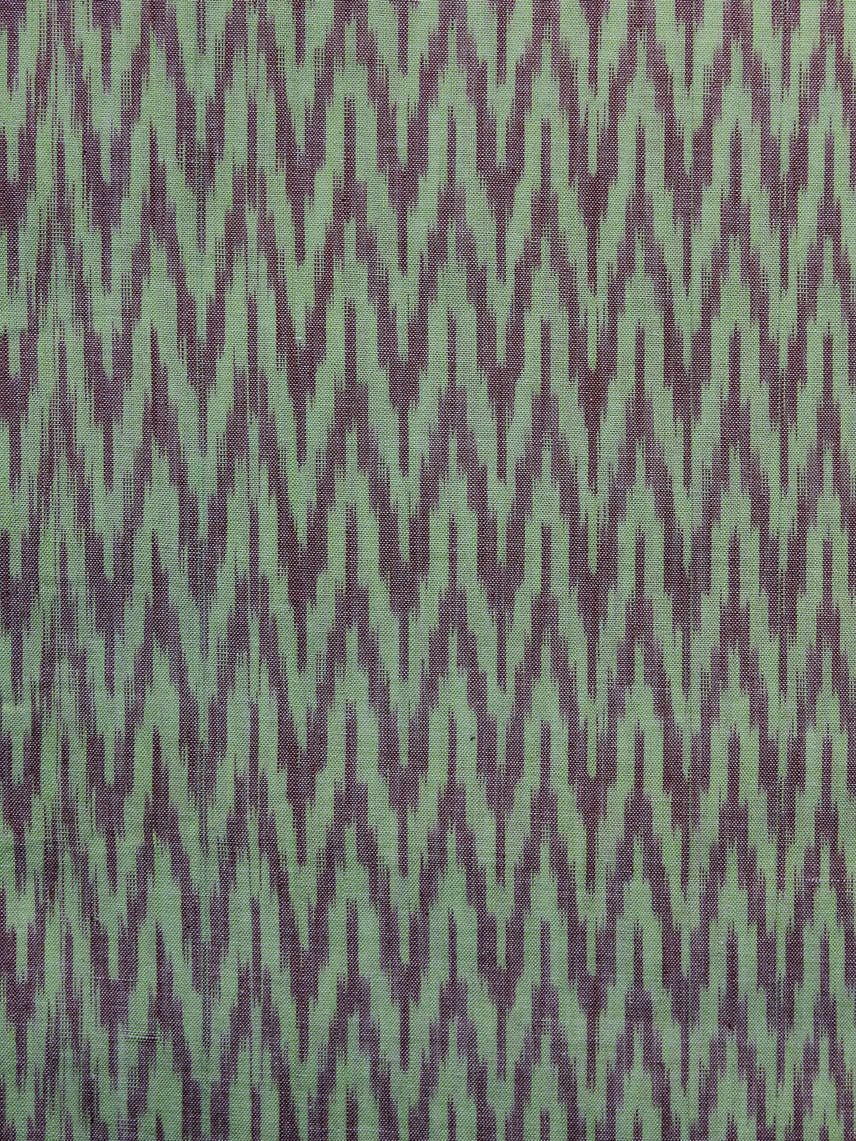 Green Wine Red Pochampally Hand Weaved Ikat Mercerised Fabric Per Meter - F003F1272