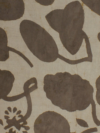 Beige Hand Block Printed Cotton  Cambric Fabric Per Meter - F0916054