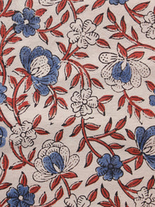 Biege Rust Blue Black Ajrakh Hand Block Printed Cotton Blouse Fabric - BPA084