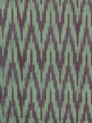 Green Wine Red Pochampally Hand Weaved Ikat Mercerised Fabric Per Meter - F003F1272