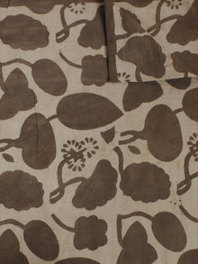 Beige Hand Block Printed Cotton  Cambric Fabric Per Meter - F0916054