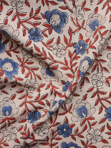 Biege Rust Blue Black Ajrakh Hand Block Printed Cotton Blouse Fabric - BPA084