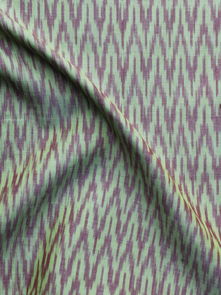 Green Wine Red Pochampally Hand Weaved Ikat Mercerised Fabric Per Meter - F003F1272