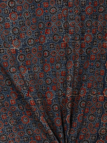 Indigo Maroon Black Beige Ajrakh Hand Block Printed Cotton Fabric Per Meter - F003F1794