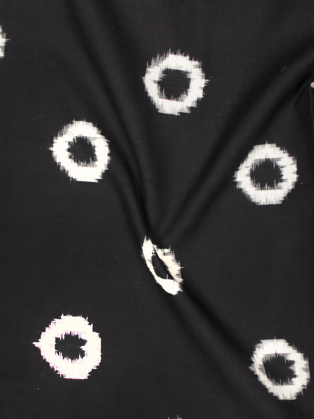 Black Ivory Pochampally Hand Weaved Double Ikat Circular Pattern Fabric Per Meter - F002F850