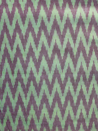 Green Wine Red Pochampally Hand Weaved Ikat Mercerised Fabric Per Meter - F003F1271