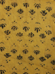 Mustard Black Ajrakh Hand Block Printed Cotton Fabric Per Meter - F003F2112