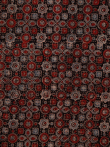Black Maroon Beige Blue Ajrakh Hand Block Printed Cotton Fabric Per Meter - F003F1795
