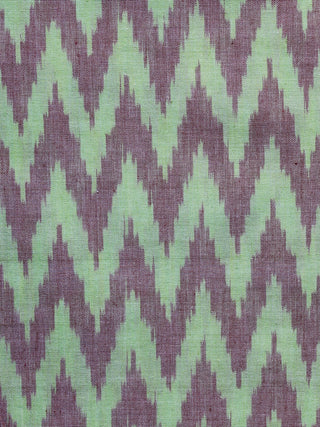 Green Wine Red Pochampally Hand Weaved Ikat Mercerised Fabric Per Meter - F003F1271