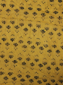 Mustard Black Ajrakh Hand Block Printed Cotton Fabric Per Meter - F003F2112
