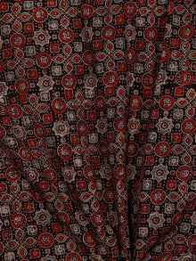 Black Maroon Beige Blue Ajrakh Hand Block Printed Cotton Fabric Per Meter - F003F1795