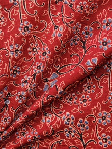 Red Black Blue Ajrakh Hand Block Printed Cotton Fabric Per Meter - F003F1636